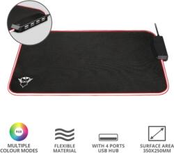 Trust MOUSE Trust - gaming GXT 765 Glide-Flex RGB Mouse Pad with USB Hub 23646 (timbru verde 0.18 lei) Mouse pad