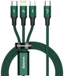 Baseus - Data Cable Rapid Series (CAMLT-SC06) - Fast Charge, 3in1, USB-C to Lightning, Micro-USB, USB-C, 20W, 1.5m - Green