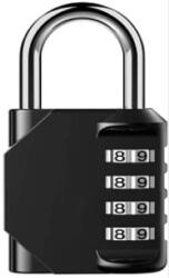  Lacat cu cifru, din otel / aliaj de zinc, 4 cifre, Rezistent la umiditate, 79x43.5x21.5 mm, Negru