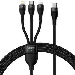 Baseus - Data Cable Flash Series 2 (CASS030201) - 3 in 1, Type-C, Lightning, Micro-USB, 100W, 1.5m - Black