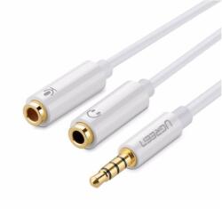 UGREEN CABLU audio Ugreen, AV141 stereo 3.5 mm jack (T) la 2 x 3.5 mm jack (M), 0.20 m, conectori auriti, alb 10789 (timbru verde 0.18 lei) - 6957303817894