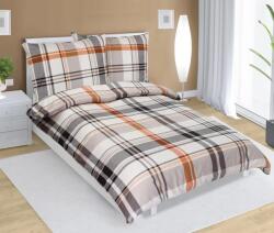 BellaTEX Pamut ágyneműhuzat 1 db 140x200 cm 1 db 70x90 cm szürkés-narancssárga kockás (Bellatex)