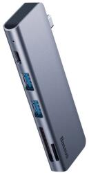 Baseus DOCKING Station Baseus, conectare PC USB Type-C, USB 3.0 x 2 |USB Type C x 1 PD 20V 3A (Max. ) | Card reader SD x 1, micro SD x 1, LED, gri CAHUB-K0G (timbru verde 0.8 lei) - 6953156285460