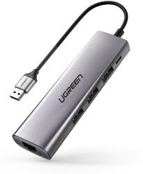 UGREEN DOCKING Station Ugreen, CM266 conectare PC USB 3.0, USB 3.0 x 3|Gigabit RJ-45 x 1|micro USB x 1, aluminiu, gri 60812 (timbru verde 0.8 lei) - 6957303868124