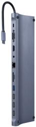Gembird DOCKING Station Gembird universal, 11-in-1, conec PC USB Type C, USB-Cx1, USB-A 3.1x1, USB-A 2.0x3, HDMIx1, VGAx1, RJ45x1, PD 87W, SD, microSD, Audio, argintiu, A-CM-COMBO11-01 (timbru verde 0.18 lei)