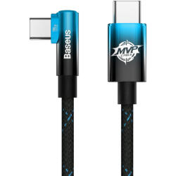 Baseus CABLU alimentare si date Baseus MVP 2, Fast Charging Data Cable pt. smartphone, USB Type-C la USB Type-C 100W, unghi 90 grade, brodat, 2m, negru+albastru CAVP000721 (timbru verde 0.18 lei)-69321726124