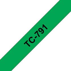 Brother Banda laminata Original Brother Black on Green, TC791, pentru E105|E110|H100|H101|H105|H110|H111|P300|128|200|1000|1010|1090|1100|1120|1130|1160|1170|1180|1190|1200|1230|1280|1290|6100|7100|ST1150, 9m