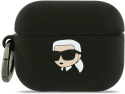 Karl Lagerfeld Husa Apple AirPods Pro 3 Karl Lagerfeld Silicone Karl Head 3D, negru, KLAP3RUNIKK
