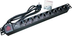 Emtex Bara alimentare aluminiu / PDU, 19 inch, 8 prize schuko + switch, protectie la supratensiune, 16A, 3500W, 3x1.5, 2m - EMTEX PDU8PK (timbru verde 2 lei)