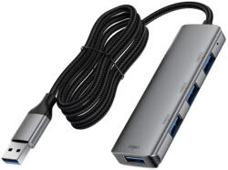 ACEFAST - Hub 4 in 1 (J17) - 4 x USB3.0, 5Gbps, Plug & Play, Aluminum Alloy, 5V/3A, USB Cable, 1m - Metal Gray