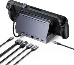 UGREEN - Docking Station 6in1 (75126) - with Foldable Stand, USB-C to HDMI 4K@120Hz, 2x USB-C, 2x USB, RJ45 1000Mbps - Grey