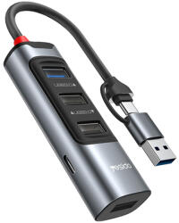 YESIDO Hub USB, Type-C la 4x USB, USB-C, PD100W, 5Gbps Yesido, HB20