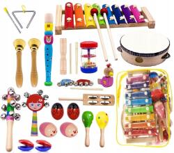 LandToys Hangszerek Gyerekeknek Fa Táska Cimbalom Fuvola Zenei Szett (LT289)