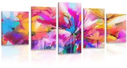 Dovido Tablou 5-piese flori colorate abstracte - 100x50