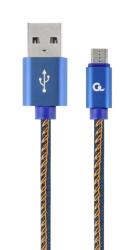 Gembird CABLU alimentare si date GEMBIRD, telefon, USB 2.0(T) la Micro-USB 2.0(T), 2m, premium, conectori auriti, impletit, negru(Jeans model), conetori albastri, CC-USB2J-AMmBM-2M-BL (timbru verde 0.08 lei)