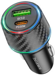 BOROFONE Incarcator auto dual USB, Type-C 48W Borofone Brilliant, BZ21