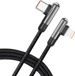 Lito - Data Cable (LD13) - Type-C to Lightning, Fast Charging, 30W, Nylon Braided, Right Angle Design, 1m - Black