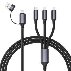 Gembird CABLU alimentare GEMBIRD, pt. smartphone, USB 2.0 (T) + USB 2.0 Type-C (T) la USB 2.0 Type-C (T) + Lightning (T) + micro-USB (T), 1.5m, protectie silicon, negru, CC-USB2S-ACM31-1.5M (timbru verde 0.08