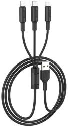 hoco. Cablu Date si Incarcare USB la tip Lightning - USB la MicroUSB - USB la USB Type-C, HOCO Soarer X25, 3 in 1, 1m, Negru, Blister