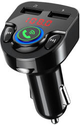 Spacer MODULATOR AUTO FM SPACER, Bluetooth 5.0. 1xUSB QC3.0 & 1xUSB max. 5V / 3.1A, 12V-24V, max. 10-15m, mic max. 0-2m, format MP3 / WMA, 206 canale 87.5-108Mhz, USB disk, microSD, answer / reject / hang up