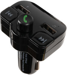 Spacer MODULATOR AUTO FM SPACER, Bluetooth 5.0, 2xUSB max. 5V / 3.1A, 12V-24V, max. 10-15m, mic max. 0-1m, format MP3 / WMA, 206 canale 87.5-108Mhz, USB disk, microSD, answer / hang up / redial, protectie ci