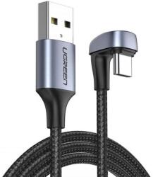 UGREEN CABLU alimentare si date Ugreen, US311, Fast Charging Data Cable pt. smartphone, USB la USB Type-C, unghi 180 grade, braided, 1m, negru 70313 (timbru verde 0.08 lei) - 6957303873135