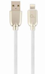 Gembird CABLU alimentare si date GEMBIRD, pt. smartphone, USB 2.0 (T) la Lightning (T), 1m, premium, cablu din cauciuc, alb, conectori argintii, CC-USB2R-AMLM-1M-W (timbru verde 0.08 lei)