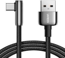 UGREEN CABLU alimentare si date Ugreen, US313, Fast Charging Data Cable pt. smartphone, USB la USB Type-C unghi 90 grade, 1m, negru 70413 (timbru verde 0.08 lei) - 6957303874132