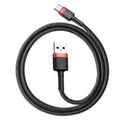 Baseus Cablu Date si Incarcare Baseus, Cafule CATKLF-A91, USB la USB Type-C, 0.5 m, C3.0, 3A, Negru-Rosu, Blister