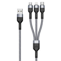 Duzzona Cablu date 3in1 tip C, iPhone, Micro-USB Duzzona A3, gri