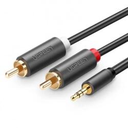 UGREEN CABLU audio Ugreen, AV102 stereo 3.5 mm jack (T) la 2 x RCA (T), 10m, conectori auriti, gri 10514 (timbru verde 0.18 lei) - 6957303815142