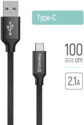ColorWay Cablu de date si incarcare USB la Type-C ColorWay, 2.1A, negru