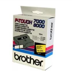 Brother Banda laminata Original Brother Black on Yellow, TX641, pentru D400|D450|E300|H300|18R|300|310|320|340|1300|1700|1750|1760|1800|1810|1830|1880|1890|1900|1910|1950|1960|2030|2040|2100|2110|ST5, 18mm, i