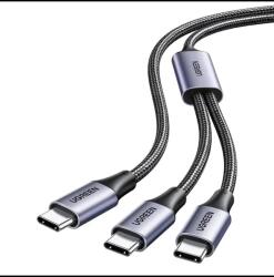 UGREEN CABLU alimentare si date Ugreen, US561, Fast Charging Data Cable pt. smartphone, USB Type-C la 2 x USB Type-C max 100W, braided, 1.5m, gri 35087 (timbru verde 0.08 lei) - 6941876230877