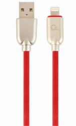 Gembird CABLU alimentare si date GEMBIRD, pt. smartphone, USB 2.0 (T) la Lightning (T), 1m, premium, cablu din cauciuc, rosu, conectori argintii, CC-USB2R-AMLM-1M-R (timbru verde 0.08 lei)