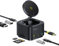 Baseus DOCKING Station Baseus MagPro Series II 7-in-1, conectare PC USB-Type-C, USB 3.2 x 1, incarcare wireless 15W, card reader MicroSD / SD, USB-Cx1 PD 100W 5V / 9V / 4.5V / 20V 5A(Max. ), HDMIx1 / 4K / 60
