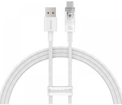 Baseus CABLU alimentare si date Baseus Explorer, Fast Charging Data Cable pt. smartphone, USB la USB Type-C 100W, senzor de temperatura, braided, 1m, alb CATS010402 (timbru verde 0.08 lei) - 6932172629144
