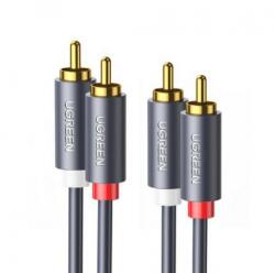 UGREEN CABLU audio Ugreen, AV104 2 x RCA (T) la 2 x RCA (T), 1.5m, conectori auriti, negru 10517 (timbru verde 0.18 lei) - 6957303815173
