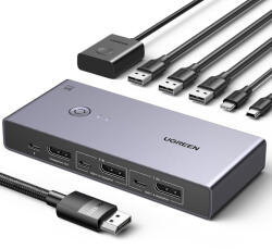 UGREEN Switch DP 2in1 out Ugreen, negru, 8K@60Hz, 25962