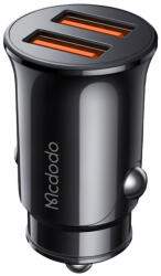 Mcdodo Incarcator auto bricheta 2x USB-A, Mcdodo, negru, CC-6602