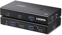 UGREEN Switch HDMI, USB, Type-C Ugreen, negru, 4K@60Hz, Dolby, 45452