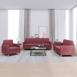 vidaXL Set canapea cu perne, 3 piese, rosu vin, material textil GartenMobel Dekor (3202060) Canapea