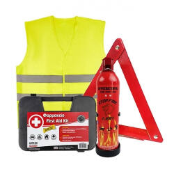 Auto Gs Set KTEO Siguranță Auto cu Farmacie Extinctor Triunghi de Siguranță și Vestă Reflectorizantă 99004 (99004)