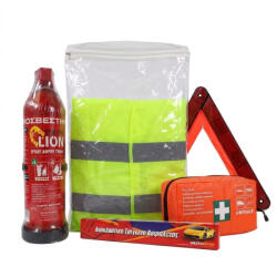Carpower Set de Urgență Auto cu Trusă Medicală, Stingător, Triunghi de Avertizare, Vestă Reflectorizantă & Mănuși 40233 (40233)