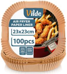  VILDE airfryer papírbetét 23×23 cm - 100 db | olajálló, hőálló, nem tapadó betét forrólevegős sütőhöz (279047)