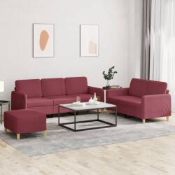 vidaXL Set canapea cu perne, 3 piese, rosu vin, material textil GartenMobel Dekor (3202132) Canapea