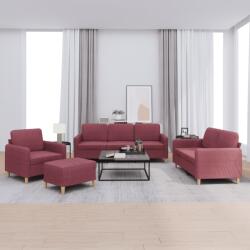 vidaXL Set canapea cu perne, 4 piese, rosu vin, material textil GartenMobel Dekor (3202068) Canapea