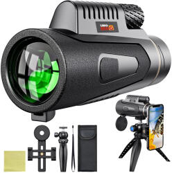 Linomag Monoclu Telescop profesional HD 12X50 de Inalta Definitie cu Suport Pentru Smartphone si Trepied, Linomag®, Prisma BaK-4 Dual Focus, Vedere de Zi si de Seara, Waterproof (5e3) Binoclu