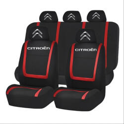 AutoHelix MSA Set Huse Scaune Universale Compatibile cu Citroen - Negru/Rosu (Cit04)