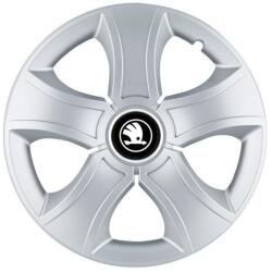 AutoHelix MSA Set 4 Capace Roti 16 inchi (R16) Bis Gri, Compatibile Cu Skoda Alb Negru (20316)